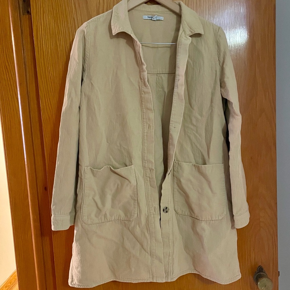 Zara Tan Collared Chore Coat Shacket Overshirt